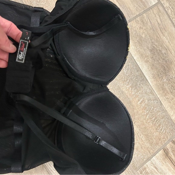 Black Fuchsia Secret Lace Womens Sequin Panel Bodysuit Size Large Art Deco New - Picture 6 of 12